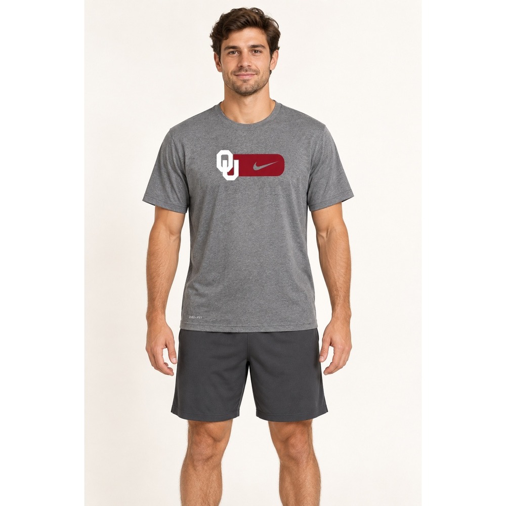 Nike Dri-FIT Oklahoma Sooners OU Gray Performance T-Shirt Mens Medium K79